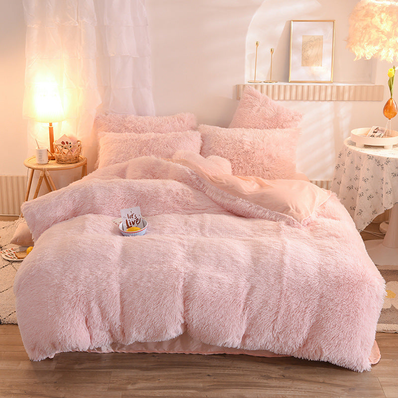 Mink Velvet Four-Piece Bedding Set - Coral Velvet Winter Duvet Cover