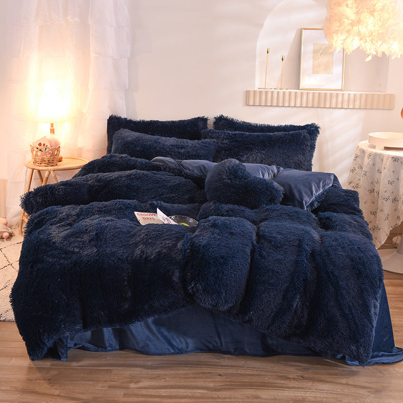 Mink Velvet Four-Piece Bedding Set - Coral Velvet Winter Duvet Cover