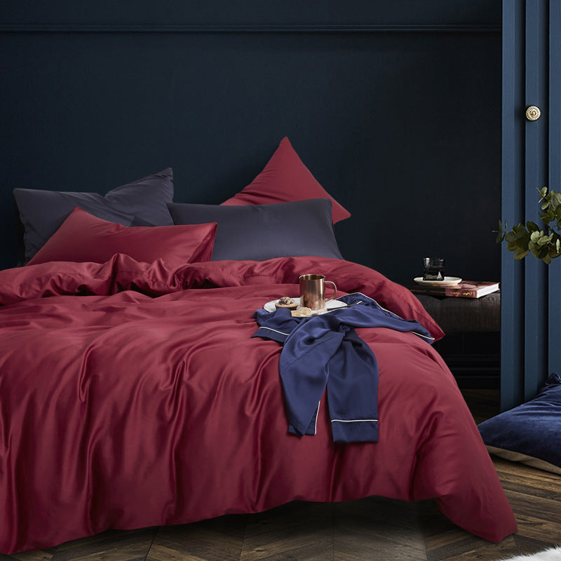 Premium Long-Staple Cotton Bedding Set - 60 Count Solid Color Four-Piece