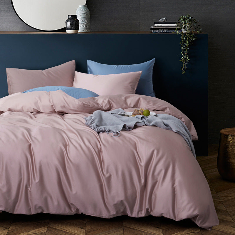 Premium Long-Staple Cotton Bedding Set - 60 Count Solid Color Four-Piece