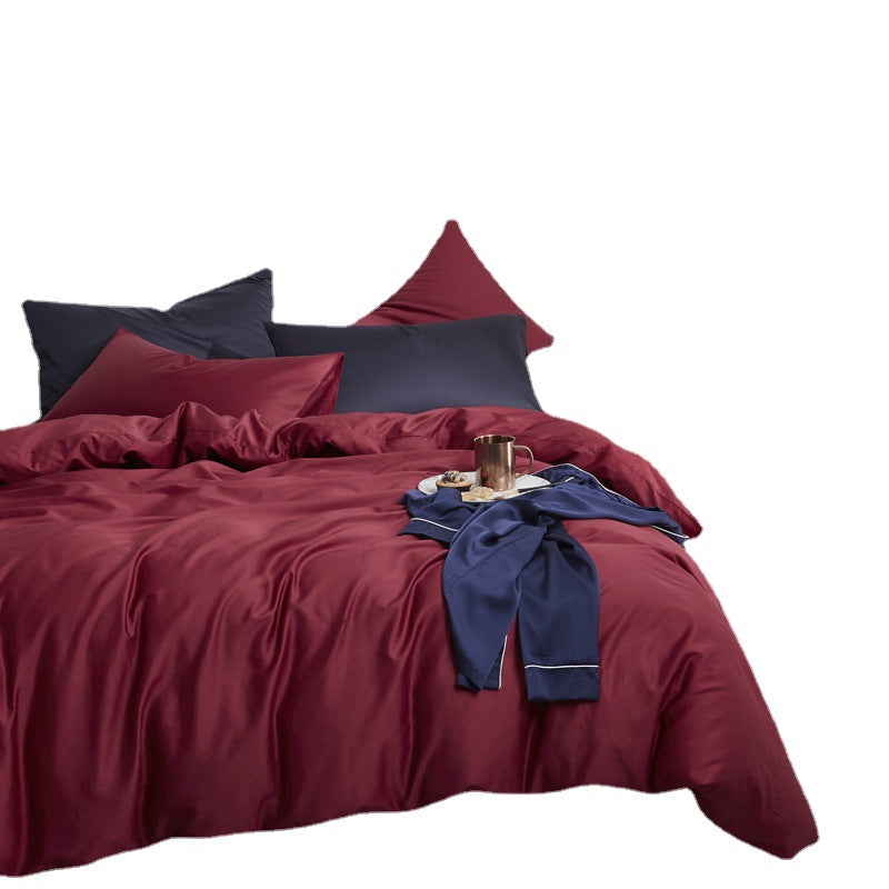 Premium Long-Staple Cotton Bedding Set - 60 Count Solid Color Four-Piece