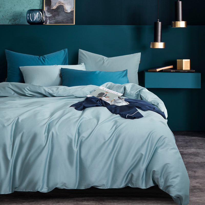 Premium Long-Staple Cotton Bedding Set - 60 Count Solid Color Four-Piece