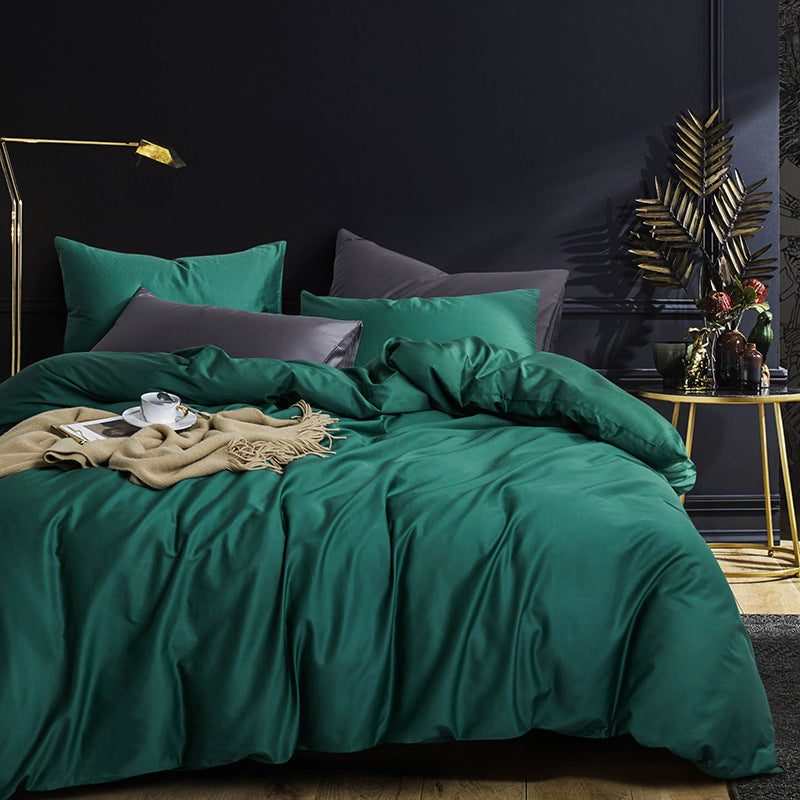 Premium Long-Staple Cotton Bedding Set - 60 Count Solid Color Four-Piece