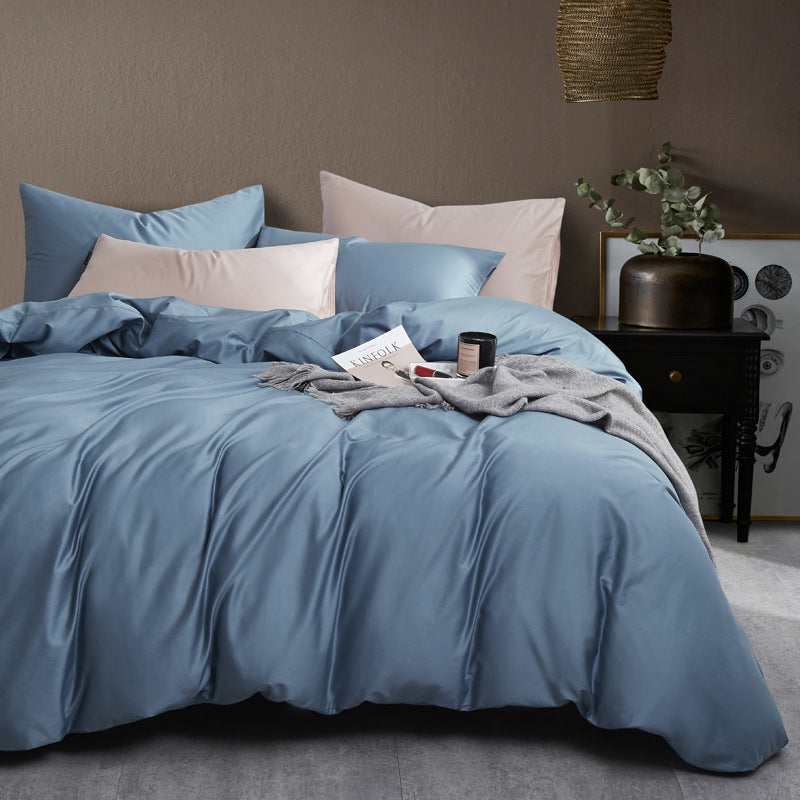 Premium Long-Staple Cotton Bedding Set - 60 Count Solid Color Four-Piece