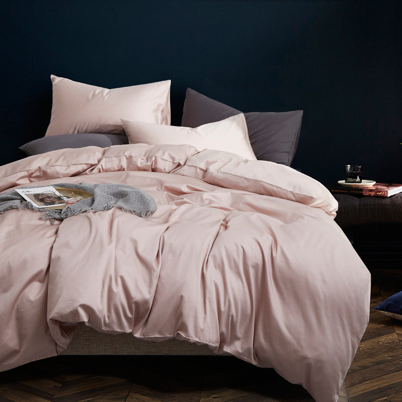 Premium Long-Staple Cotton Bedding Set - 60 Count Solid Color Four-Piece