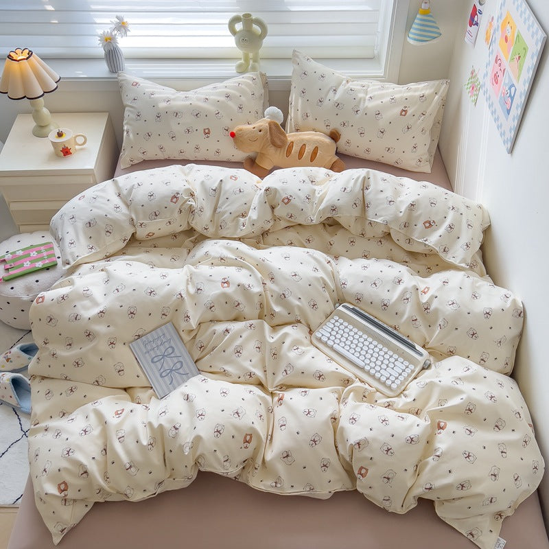 Brushed Cotton Four-Piece Bedding Set - Fresh & Simple Washed Cotton