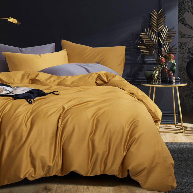 Premium Long-Staple Cotton Bedding Set - 60 Count Solid Color Four-Piece