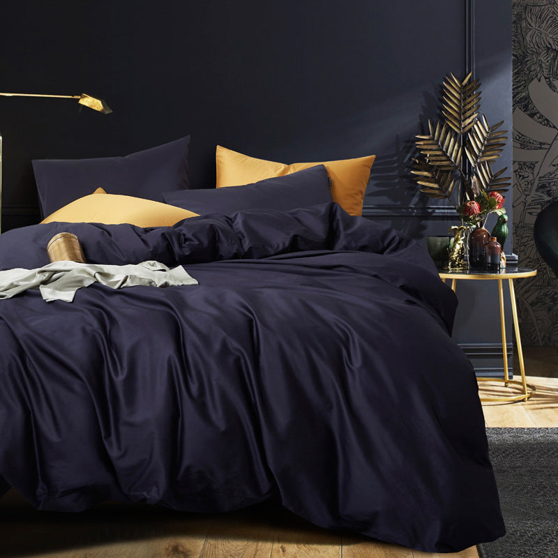 Premium Long-Staple Cotton Bedding Set - 60 Count Solid Color Four-Piece