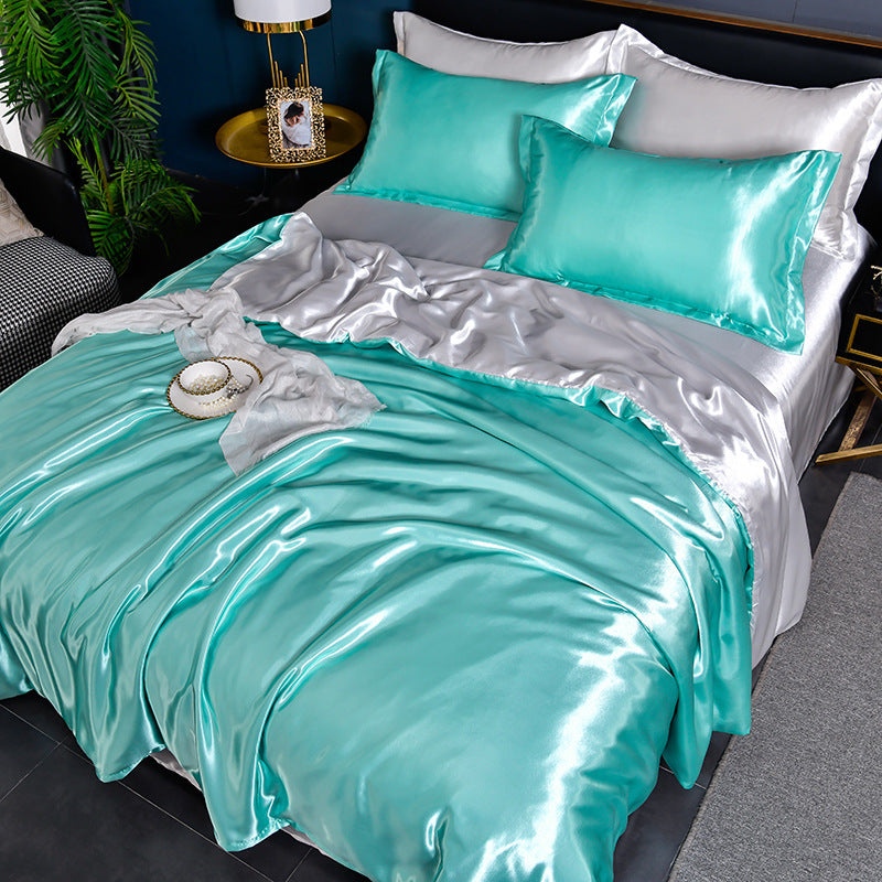 Ice Silk Four-Piece Bedding Set - Summer Cool Duvet Cover