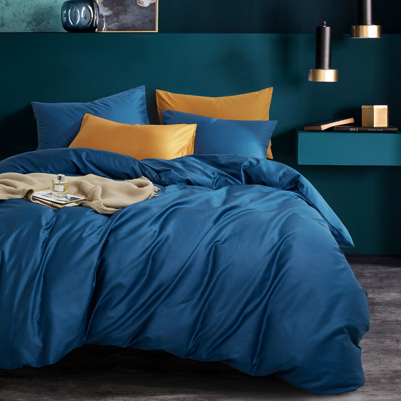 Premium Long-Staple Cotton Bedding Set - 60 Count Solid Color Four-Piece