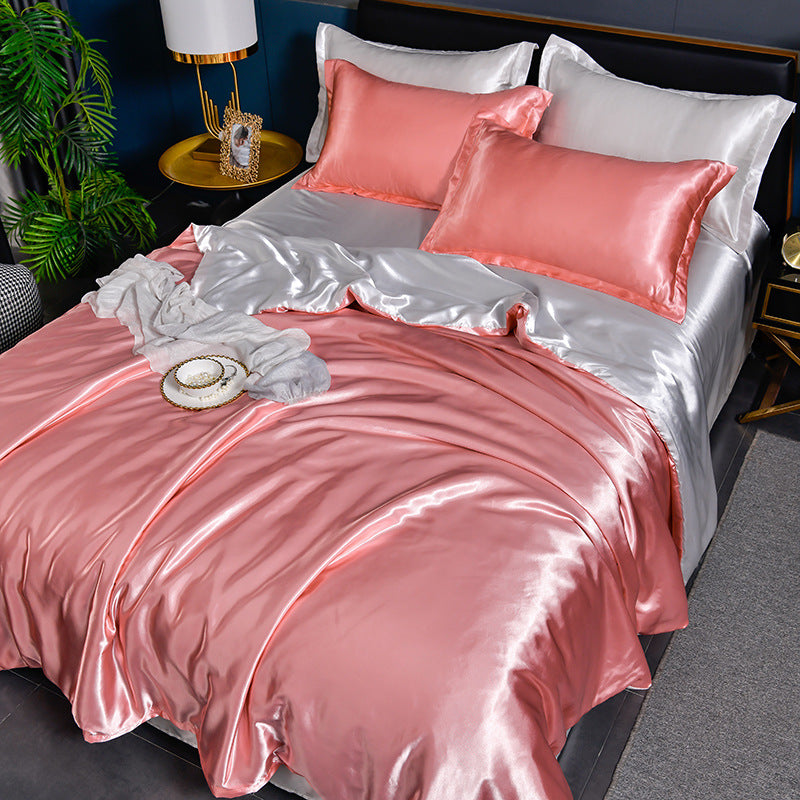 Ice Silk Four-Piece Bedding Set - Summer Cool Duvet Cover