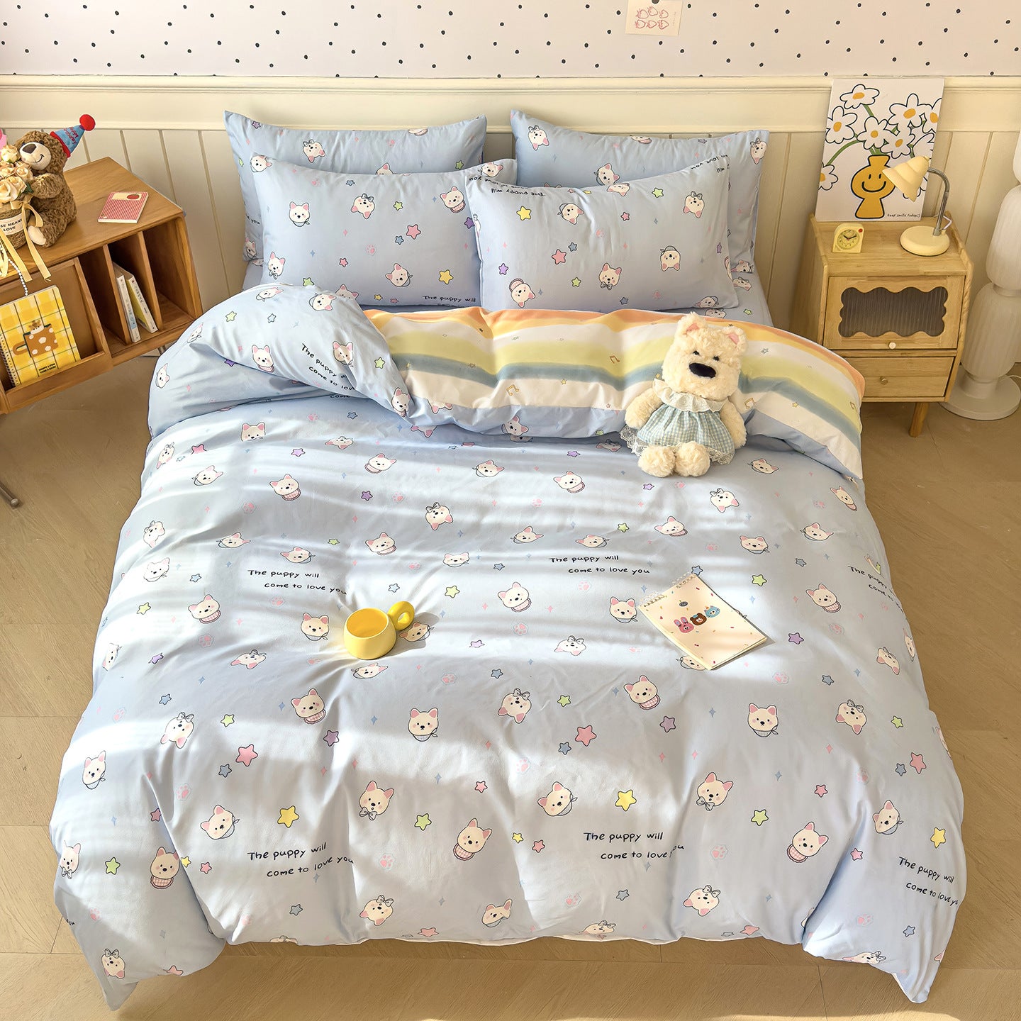 Brushed Cotton Four-Piece Bedding Set - Fresh & Simple Washed Cotton